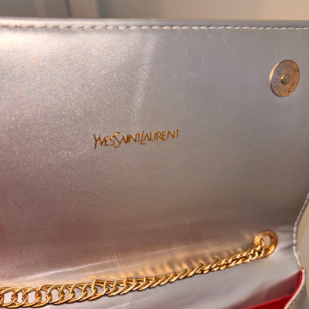 'YVES SAINT LAURENT' Silver Monogram Medium Kate Flap Bag - Picture 6 of 13